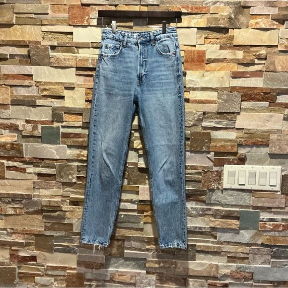 Zara Blue Straight Leg Jeans Classic Style - Picture 1 of 4